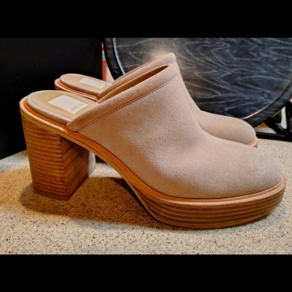 Dolce Vita Beige Suede Platform Mules